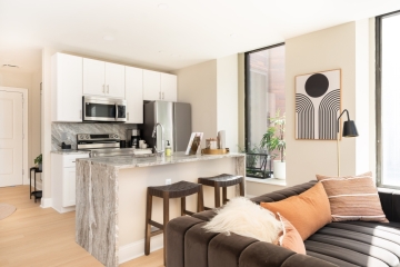 The Residences at Three Parkway sample unit with open floorplan