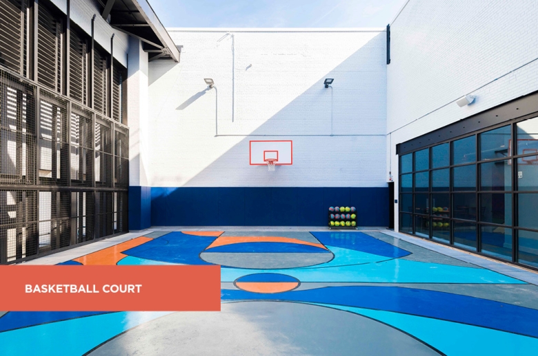 Rooftop basketball court