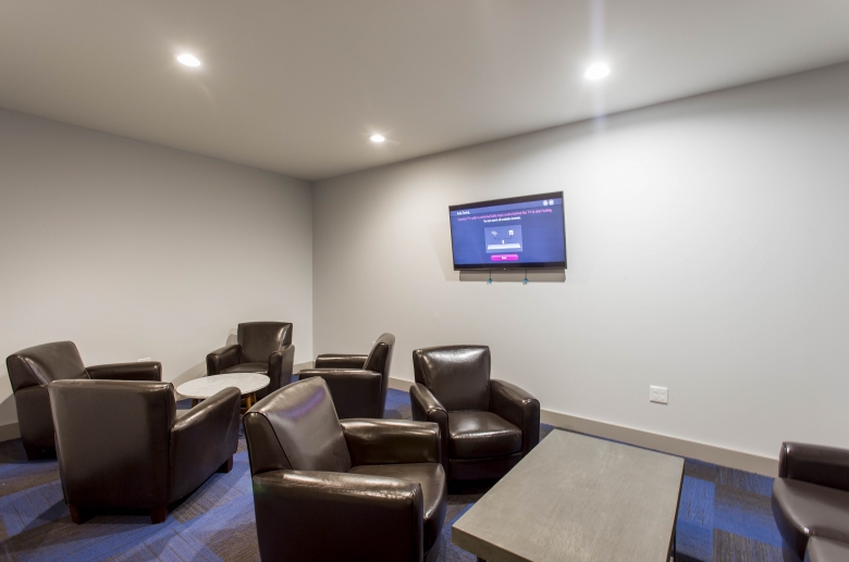 One of the social lounges with large screen cable televisions