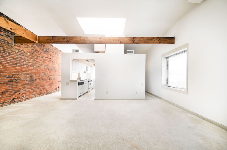 Waterfront Apartments' wood plank ceiling floorplans
