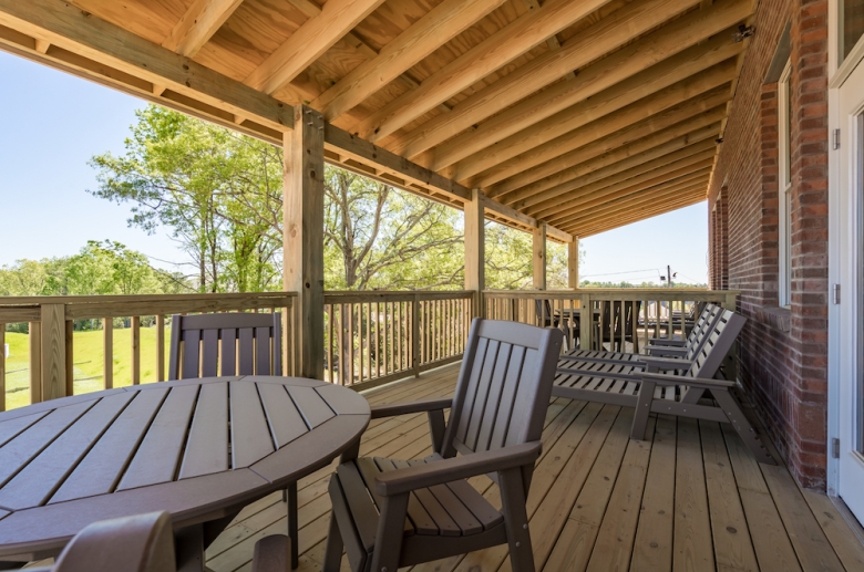 Spacious cottage-styled private patios at The Cottages at The Mills