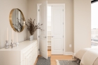 Closet space with built-in shelving